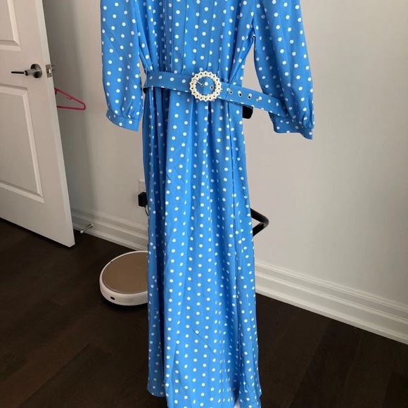 **SOLD** Blue Belted Dress - Picture 6 of 7